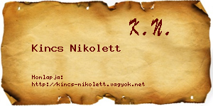 Kincs Nikolett névjegykártya